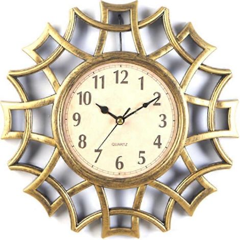 Horloge murale abstraite style nordique vintage, chiffres géométriques, quartz, décoration murale moderne, couleur or (1/5)