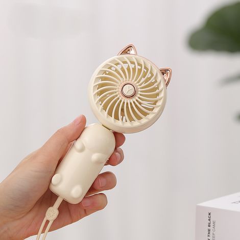Mini foldable fan, portable and cute, with 3 fan speeds, ideal for outdoor use - white (1/5)