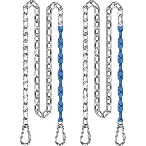 BeneLabel 2pcs Chaînes pour Balançoire, 220cm Chaîne de Chaise Chaîne Suspension Acier avec Mousquetons Kit d'extension Sac de Frappe pour Sac Sable avec Poignée Souple, Diamètre 4mm, Jusqu'à 1000lbs