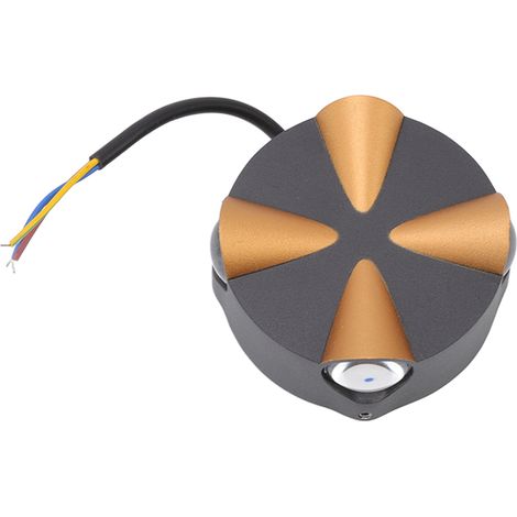 Runde LED-Wandleuchte aus Aluminium, 4 W, 4 LEDs, 4 Leuchtflächen, Nachttischlampe, wasserdichtes Aluminium, für Flur, Terrasse, Gartendekoration (AC85-265V) (warmes Licht, Schwarz + Gold, 4 W) (1/5)