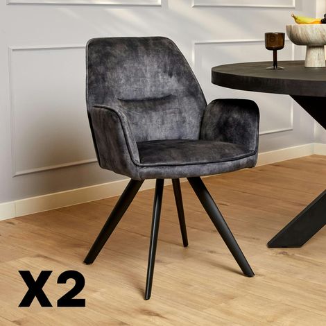 Fauteuil de table gris foncé moderne (lot de 2) CORTINA (1/5)