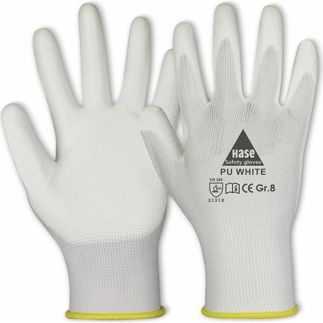 Hase Montagehandschuhe Weiß Größe 8, Polyester 10 Stk