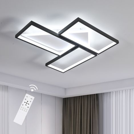Goeco Plafoniera LED Dimmerabile con Telecomando 52W – Lampada da Soffitto Nera in Metallo – Design Moderno per Soggiorno Camera da Letto Sala da Pranzo (1/5)