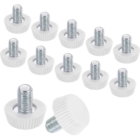 Pieds de meubles réglables - Stabilisateurs de pieds de chaise - Métal antirouille - M6 x 9 mm - Blanc (1/5)