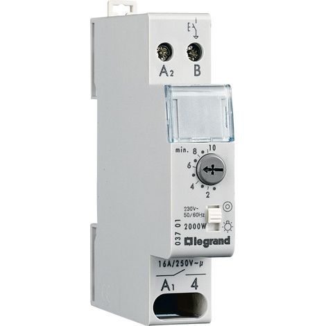 Legrand – Minuterie d'escalier 3701 – 230 V/AC – 1 contact NO – Montage profilé – Programmation 50/60Hz (1/4)