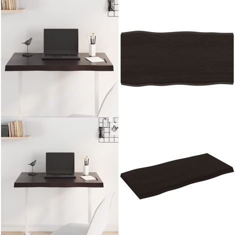 Tablero mesa madera tratada borde vivo marrón 80x40x(2-4) cm - Mesa de madera - Mesa de madera tratada