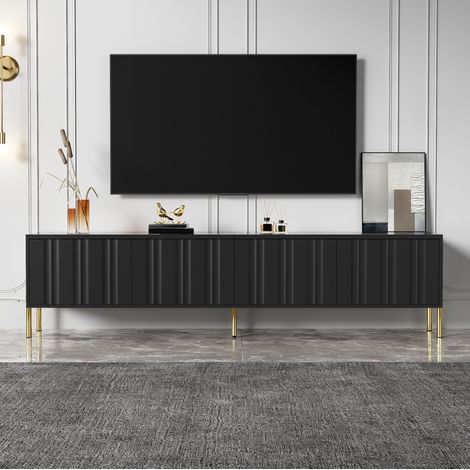 credenza mobile tv 190 cm nero ante oro moderno ampio OKMYHOME (1/5)