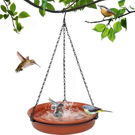 Abreuvoir Oiseaux Exterieur, Bains pour Oiseaux Sauvages suspendues, Mangeoire pour Oiseaux Exterieur Sauvages pour Petits Decoration Jardin Balcon (2545cm Brun) (1/4)