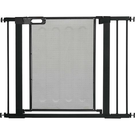 AMXCNOY Barrière de protection pour chien, 75-103 cm, barrière d'escalier, barrière pour chien sans perçage, fermeture automatique, pour enfants, chats, acier, noir (1/5)