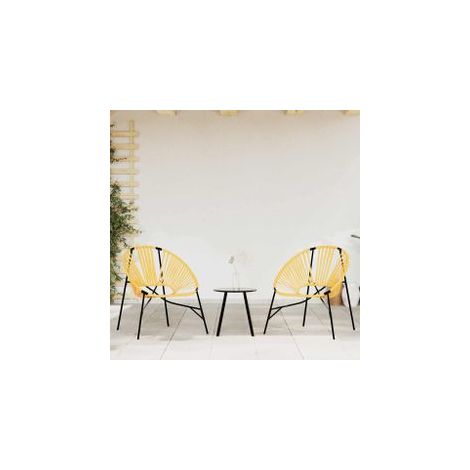Lot de 3 Chaise de jardin noir et jaune résine tressée (1/5)