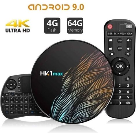 HK1MAX Smart TV Box Android 9.0 4Go + 64Go 2.4G-5G Wifi BT4,0 RK3318 Quad Core 4K Hk1 Max Decoder Netflix Media Player