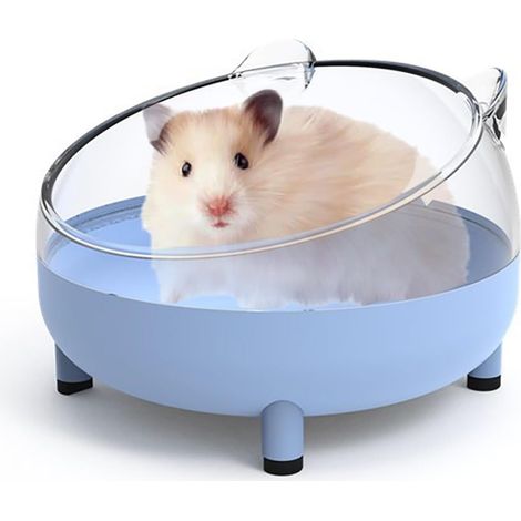 Hamster Sand Bath Container, Large Sandbox Toilet Gerbil Batheoom, Tiny Chinchilla Dust Bathtub Sand Bath Box for Hamster Cage Accessories 6.5 Inch - Blue (1/4)