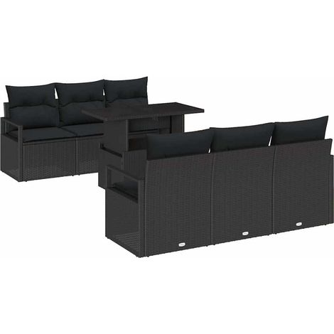 Maison Exclusive - Gartensofa-set mit Kissen 7 pcs Schwarz Poly R