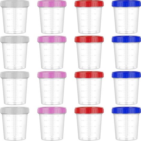 16 Pièces Petits Contenants Alimentaire avec Graduations, 4oz /120ml Petit Pot Plastique avec Couvercle Empilables Réutilisables, Passe Lave-Vaisselle Micro-Ondes Congélateur (1/5)