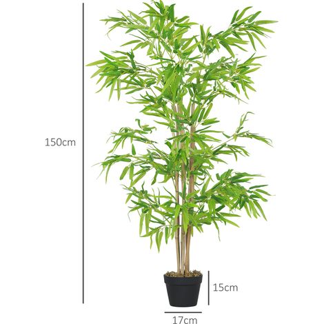 Bambou artificiel 150 cm, plante en pot réaliste, faux bambou avec mousse, déco moderne salon, chambre, bureau, jardin, verdure sans entretien. (1/5)