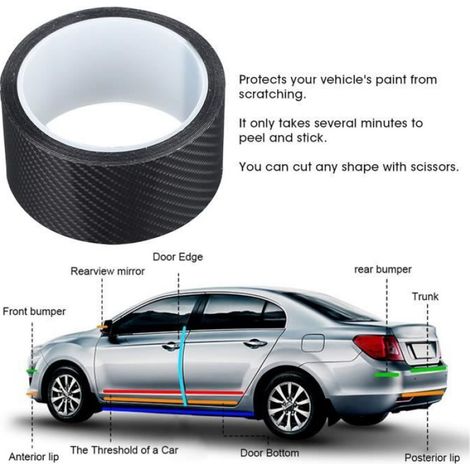 Autocollant En Fibre De Carbone Film De Protection En Fibre De Carbone Noir Protecteur De Bord De Porte De Voiture-ASH7649172893763 (1/4)