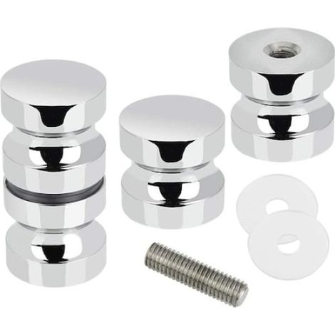 Lot de 2 poignées à bouton-poussoir pour cabine de douche, acier inoxydable, finition argent, design ergonomique (1/5)