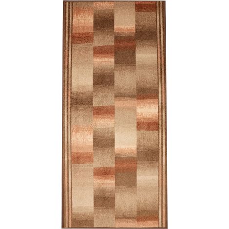 [7] Tapis de couloir caoutchouté à damier caramel 80 x 100 cm D7506 (1/5)