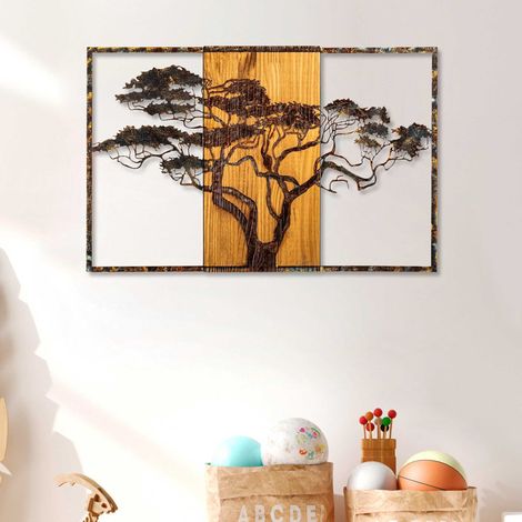 Décoration murale en métal et bois Arbre Acacia 53 x 38 cm (1/5)