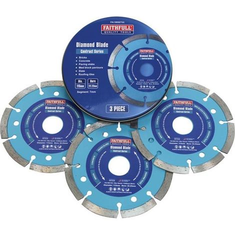 Faithfull FAIDBSET3C 115mm Segmented Diamond Grinder Blades x3 Pack XMS21DBLADE3