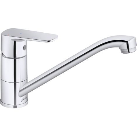 Jacob Delafon – Mitigeur de lavabo chrome 154mm – Bec profilé 206mm – Hauteur sous bec 131mm – Débit 10L/min – Économie d'eau avec butée à mi-débit (1/5)