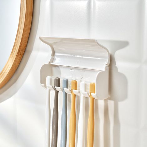 Porte-brosses à dents mural 6 Brush Places, sans perçage (1/5)