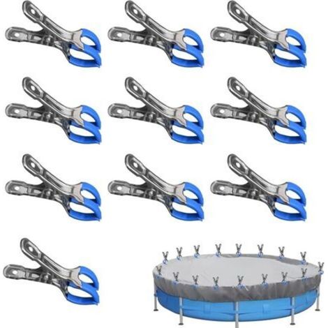 Pool Cover Clamp, Metal Heavy Duty Cover Clamps, Spring Clamps for Awning Tarp Tents Caravan Garden Shade Cover (Blue x 10) (1/5)