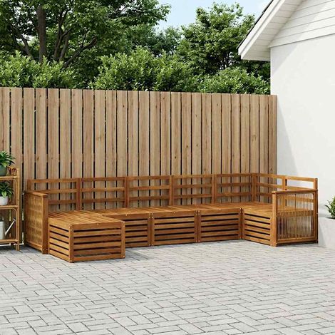 vidaXL Ecksofa Set 6 pcs Natur Massivholz Akazie (1/5)
