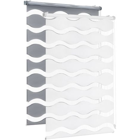 Sekey Doppelrollo Doppelrollo Wellen Duo-Rollo Klemmfix ohne Bohren Doppelrollo Welle Klemmträger, Montage mit oder ohne Bohren möglich für Fenster & Tür Weiß 50x100cm