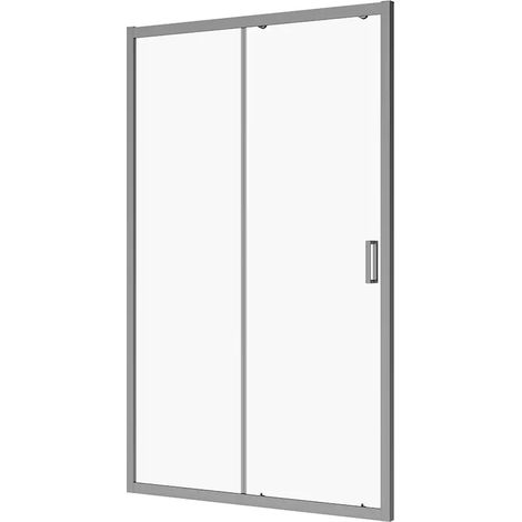 Porte de douche coulissante pour niche 110 cm Profils aluminium chromé Verre transparent 6mm Ajustable 107-111cm h190 - Réversible Mod. sicilienne