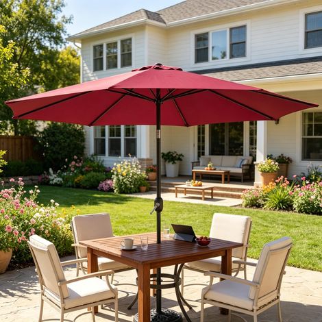 Parasol de terrasse pratique, parasol de jardin, parasol de marché classique, pour terrasse, balcon, jardin (1 parasol seulement, pied de parasol non inclus) (1/5)