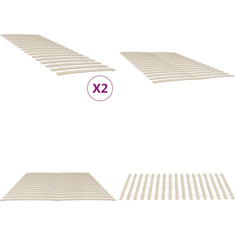 Sommiers à lattes avec 34 lattes 2 pcs 70x200 cm - Lit Plateforme - Sommier Bois - Sommier Pliable - Lit Double - Cadre Lit - Home & Living (1/5)