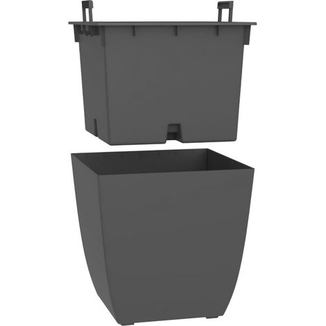 Pot de fleur Stone Diva carré avec bac amovible 43,5 x 44,2 cm - Eda (1/10)