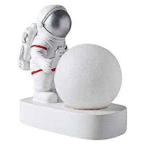 Lampe de chevet astronaute lune, lampe décorative créative pour chambre d'enfant, cadeau pour bébé, lumière blanche (couleur : argent) (1/5)