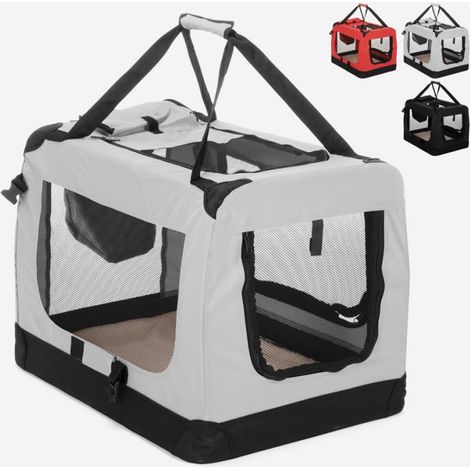Transportín para perros y gatos tela plegable mediana 68,5x48x50cm Oliver L - Gris