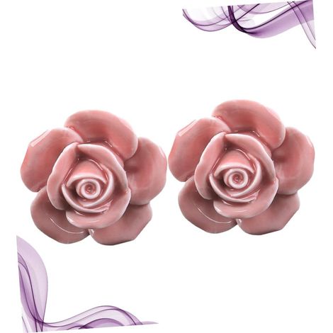 Lot de 4 poignées en céramique pour tiroir vintage en forme de rose (1/5)