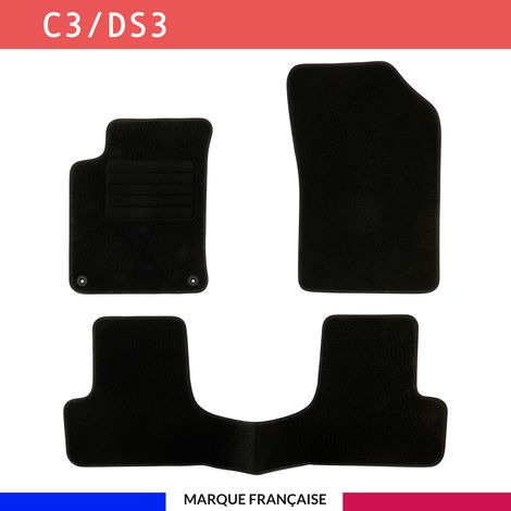 Tapis de voiture - Sur Mesure pour C3 / DS3 (2009 - 2019) - 3 pièces - Tapis de sol antidérapant pour automobile (1/4)