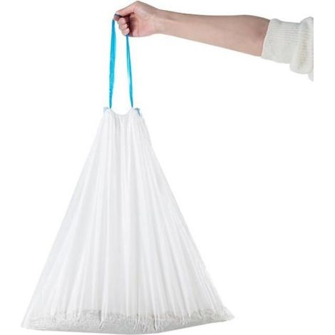 Sacs poubelles avec poignées pour litière autonettoyante pour chat, 15 pièces par rouleau, 6 rouleaux de sacs poubelles blancs (1/5)