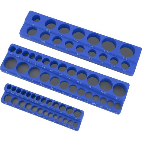 Set di organizer per prese magnetiche da 3 pezzi Set di prese per unità da 1/4 pollici 3/8 pollici 1/2 pollici Vassoio portaoggetti potente supporto portatile per cassette degli attrezzi metriche