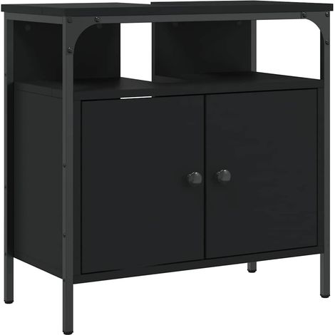 Armoire lavabo de salle de bain noir 60x30x60 cm