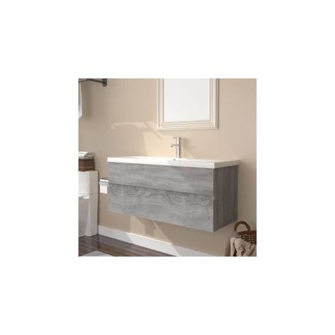 Meuble lavabo avec bassin intégré Sonoma gris Bois d'ingénierie