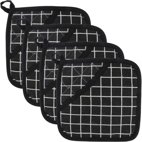 Tapis isolant thermique 4 panneaux - Maniques - Maniques de cuisine - Tapis isolant thermique compartimenté - Coton - Noir (1/5)