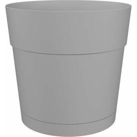 CAPRI GROßER RUNDER BLUMEN- UND PFLANZENTOPF - KUNSTSTOFF - WASSERTANK - DURCHMESSER 40 CM - HELLGRAU - ARTEVASI