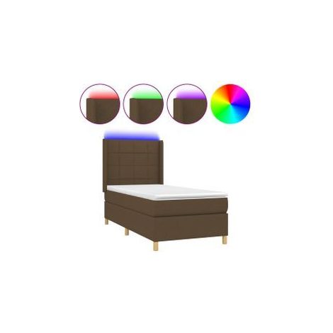 Sommier à lattes de lit matelas LED Marron foncé 80x200 Tissu (1/5)