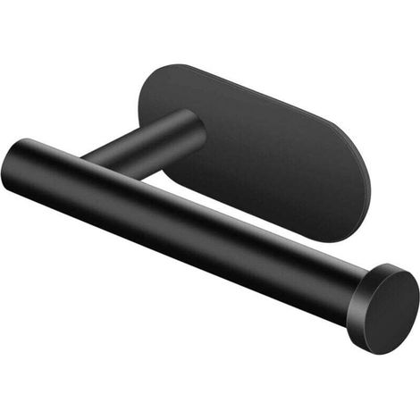 Black toilet paper holder, wall-mounted paper roll holder, without holes, stainless steel toilet paper holder MUMU (1/4)
