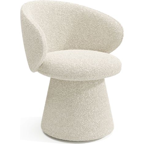 Fauteuil de salon rotatif 180° bouclette crème en tissu bouclette crème FLARE (1/5)