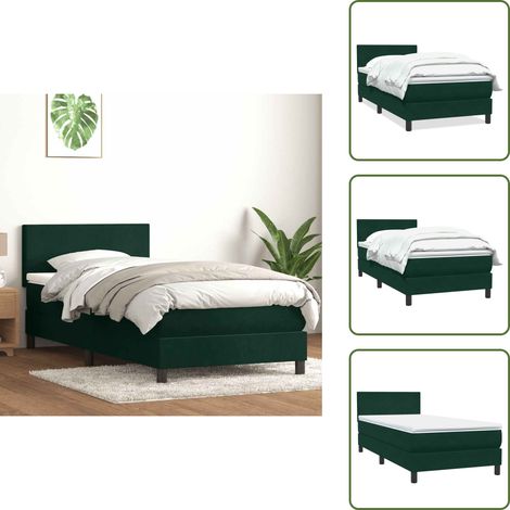 Sommier à lattes de lit et matelas vert foncé 80x220 cm velours - Sommier À Lattes De Lit - Sommiers À Lattes De Lit - Lit - Meuble De Chambre À Coucher (1/5)