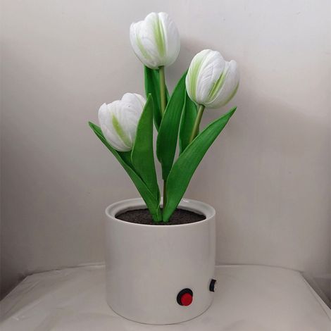 Lampe tulipe décorative d'intérieur, lampe de table LED simulant un pot de fleurs de tulipe, lampe veilleuse d'ambiance, cadeau (1/5)