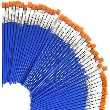 Ensemble de 6 pinceaux plats larges en nylon pour peinture détaillée, manche court en plastique, pour acrylique, huile et aquarelle (1/5)