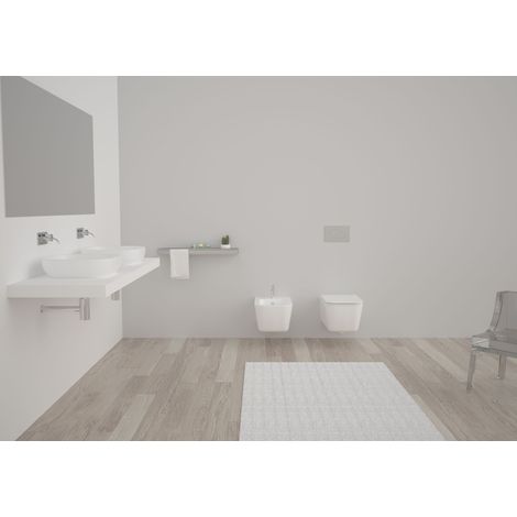 Sanitari Brio sospesi senza brida bianchi opachi con sedile (1/4)